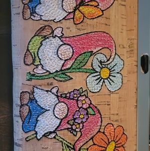 Cork crossbody handmade  embroidery  gnome with wristlet strap and chain strap